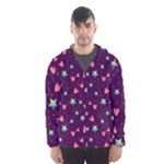 Colorful Stars Hearts Seamless Vector Pattern Men s Hooded Windbreaker