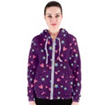 Colorful Stars Hearts Seamless Vector Pattern Women s Zipper Hoodie