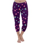 Colorful Stars Hearts Seamless Vector Pattern Capri Winter Leggings 
