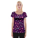 Colorful Stars Hearts Seamless Vector Pattern Cap Sleeve Top