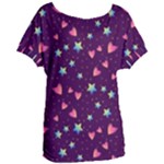 Colorful Stars Hearts Seamless Vector Pattern Women s Oversized T-Shirt
