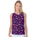Colorful Stars Hearts Seamless Vector Pattern Women s Basketball Tank Top