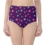 Colorful Stars Hearts Seamless Vector Pattern Classic High-Waist Bikini Bottoms