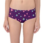 Colorful Stars Hearts Seamless Vector Pattern Mid-Waist Bikini Bottoms
