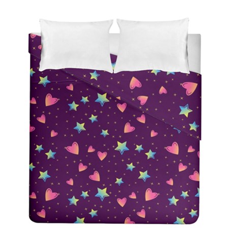 Colorful Stars Hearts Seamless Vector Pattern Duvet Cover Double Side (Full/ Double Size) from ArtsNow.com