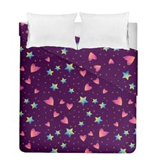Colorful Stars Hearts Seamless Vector Pattern Duvet Cover Double Side (Full/ Double Size) from ArtsNow.com