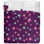 Colorful Stars Hearts Seamless Vector Pattern Duvet Cover Double Side (California King Size)