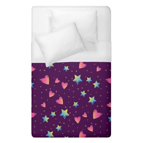 Colorful Stars Hearts Seamless Vector Pattern Duvet Cover (Single Size) from ArtsNow.com