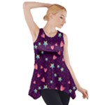 Colorful Stars Hearts Seamless Vector Pattern Side Drop Tank Tunic