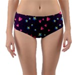 Colorful Stars Hearts Seamless Vector Pattern Reversible Mid-Waist Bikini Bottoms
