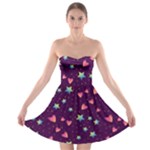 Colorful Stars Hearts Seamless Vector Pattern Strapless Bra Top Dress