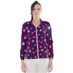 Colorful Stars Hearts Seamless Vector Pattern Women s Windbreaker