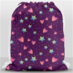 Colorful Stars Hearts Seamless Vector Pattern Drawstring Bag (Large)