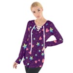 Colorful Stars Hearts Seamless Vector Pattern Tie Up T-Shirt