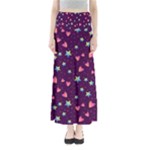 Colorful Stars Hearts Seamless Vector Pattern Full Length Maxi Skirt
