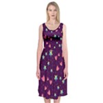 Colorful Stars Hearts Seamless Vector Pattern Midi Sleeveless Dress