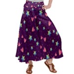 Colorful Stars Hearts Seamless Vector Pattern Women s Satin Palazzo Pants