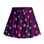 Colorful Stars Hearts Seamless Vector Pattern Mini Flare Skirt