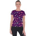Colorful Stars Hearts Seamless Vector Pattern Short Sleeve Sports Top 