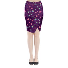 Colorful Stars Hearts Seamless Vector Pattern Midi Wrap Pencil Skirt from ArtsNow.com