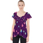 Colorful Stars Hearts Seamless Vector Pattern Lace Front Dolly Top