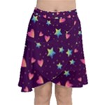 Colorful Stars Hearts Seamless Vector Pattern Chiffon Wrap Front Skirt