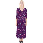 Colorful Stars Hearts Seamless Vector Pattern Quarter Sleeve Wrap Maxi Dress