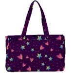 Colorful Stars Hearts Seamless Vector Pattern Canvas Work Bag