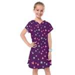 Colorful Stars Hearts Seamless Vector Pattern Kids  Drop Waist Dress