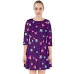 Colorful Stars Hearts Seamless Vector Pattern Smock Dress