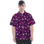 Colorful Stars Hearts Seamless Vector Pattern Men s Short Sleeve Shirt