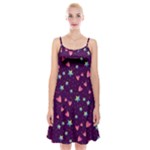 Colorful Stars Hearts Seamless Vector Pattern Spaghetti Strap Velvet Dress