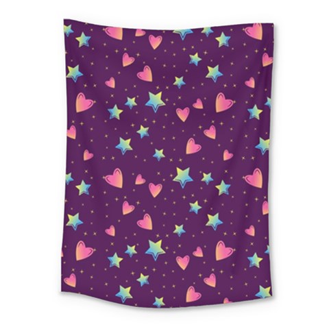 Colorful Stars Hearts Seamless Vector Pattern Medium Tapestry from ArtsNow.com