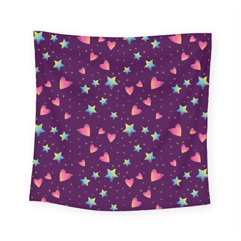Colorful Stars Hearts Seamless Vector Pattern Square Tapestry (Small) from ArtsNow.com