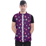 Colorful Stars Hearts Seamless Vector Pattern Men s Puffer Vest