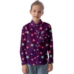 Colorful Stars Hearts Seamless Vector Pattern Kids  Long Sleeve Shirt