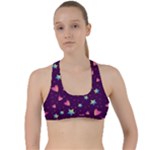 Colorful Stars Hearts Seamless Vector Pattern Criss Cross Racerback Sports Bra