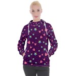 Colorful Stars Hearts Seamless Vector Pattern Women s Hooded Pullover