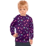 Colorful Stars Hearts Seamless Vector Pattern Kids  Hooded Pullover