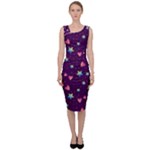 Colorful Stars Hearts Seamless Vector Pattern Sleeveless Pencil Dress