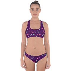 Colorful Stars Hearts Seamless Vector Pattern Cross Back Hipster Bikini Set from ArtsNow.com