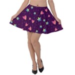 Colorful Stars Hearts Seamless Vector Pattern Velvet Skater Skirt