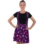 Colorful Stars Hearts Seamless Vector Pattern Velvet Suspender Skater Skirt