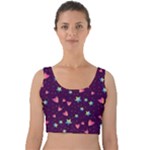 Colorful Stars Hearts Seamless Vector Pattern Velvet Crop Top