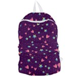 Colorful Stars Hearts Seamless Vector Pattern Foldable Lightweight Backpack