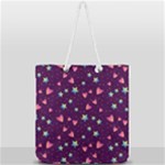 Colorful Stars Hearts Seamless Vector Pattern Full Print Rope Handle Tote (Large)