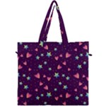 Colorful Stars Hearts Seamless Vector Pattern Canvas Travel Bag