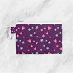 Colorful Stars Hearts Seamless Vector Pattern Canvas Cosmetic Bag (Small)