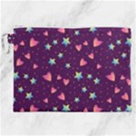 Colorful Stars Hearts Seamless Vector Pattern Canvas Cosmetic Bag (XXL)