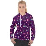 Colorful Stars Hearts Seamless Vector Pattern Women s Overhead Hoodie